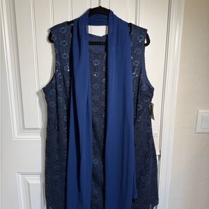 Alex Evenings Navy Blue Sequined dress NWT size 22w